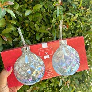 Christmas Winterberries lane Ornament glass sippy cups gifts decoration set of 2